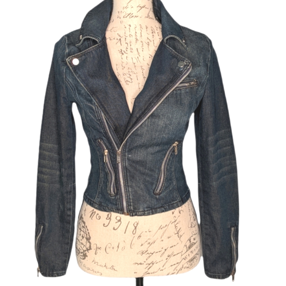 MANGO JEANS Moto Denim Jacket - Picture 2 of 13